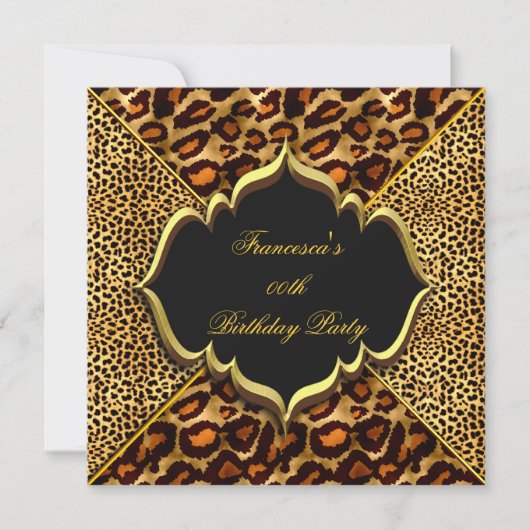 Elegant Birthday Party Wild Leopard Animal Gold Kaart (Voorkant)