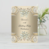 Elegant Birthday Pearl Sepia Coffee Gold Kaart (Staand voorkant)