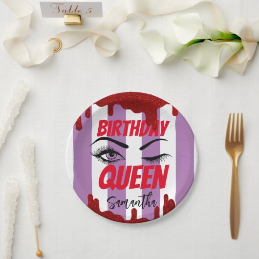 Elegant Birthday Queen 18th | 21e | 40e | 50e Papieren Bordje (Huwelijk)