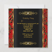 Elegant Birthday Red Black Gold Damask Kaart (Achterkant)