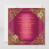 Elegant Birthday Rich Pink Gold Flower Kaart (Achterkant)