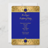 Elegant Birthday Royal Blue Damask Gold R Kaart (Voorkant)
