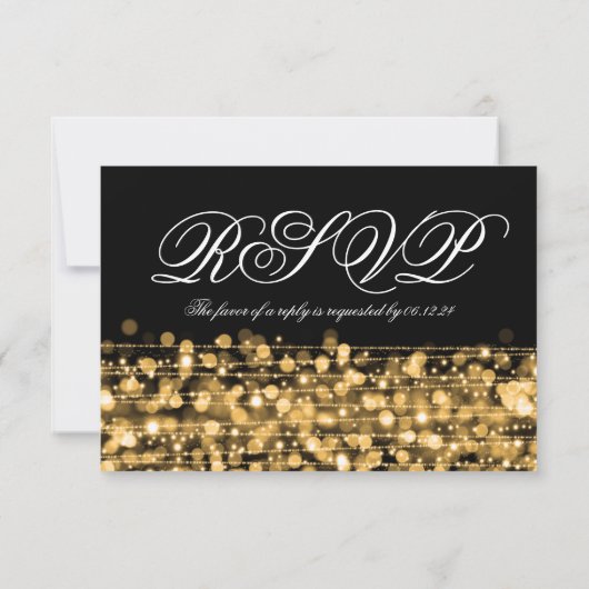 Elegant Birthday RSVP Sparkles Gold (Achterkant)