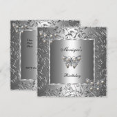 Elegant Birthday Silver Floral Butterfly Jewel 2a Kaart (Voorkant / Achterkant)