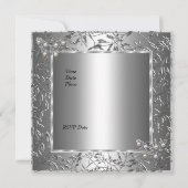 Elegant Birthday Silver Floral Butterfly Jewel 2a Kaart (Achterkant)