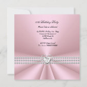 Elegant Birthday Silver Pink Diamond Heart Kaart (Achterkant)