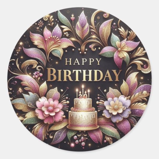 Elegant birthday sticker  (Voorkant)
