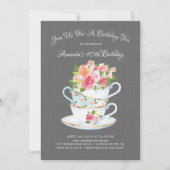 Elegant Birthday Tea Invitation Kaart (Voorkant)