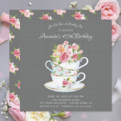 Elegant Birthday Tea Invitation Kaart