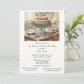 Elegant Birthday Tea Party Invitation Kaart (Staand voorkant)