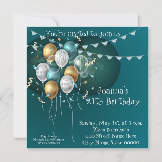 Elegant Birthday Uitnodiging (Voorkant)