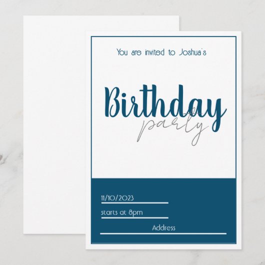 Elegant Birthday Uitnodiging (Voorkant / Achterkant)