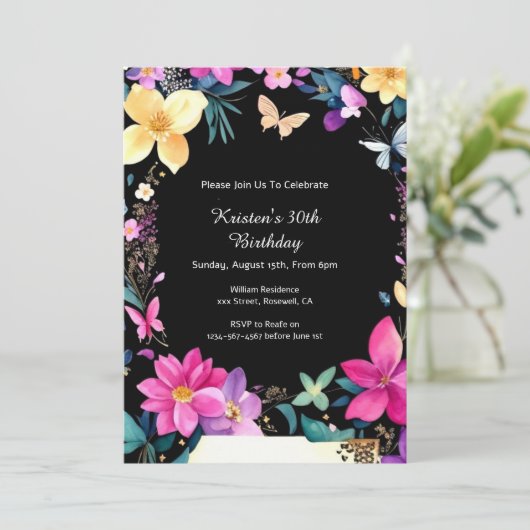 Elegant Birthday Uitnodiging (Staand voorkant)