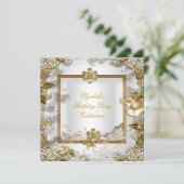 Elegant Birthday White Gold Diamond Kaart (Staand voorkant)