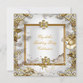 Elegant Birthday White Gold Diamond Kaart (Voorkant)