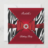 Elegant Birthday Zebra Red Black Diamond Kaart (Voorkant)