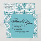 Elegant Biscay Bay Blauw & Wit Damaskpatroon Briefkaart (Voorkant / Achterkant)