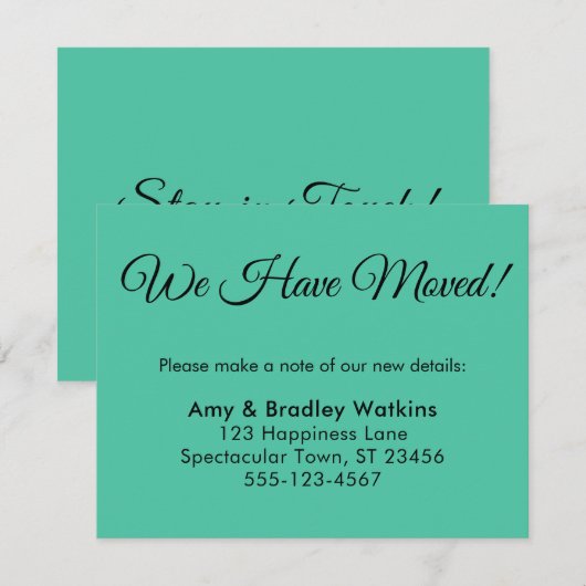 Elegant Biskaje Groen We hebben verplaatst Nieuw A Informatiekaartje (Voorkant / Achterkant)