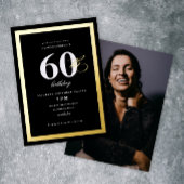 Elegant Black 0th Birthday Gold Folie Uitnodiging