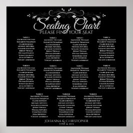 Elegant Black 11 Table Wedding Seating Chart Poster
