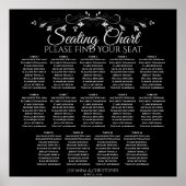 Elegant Black 14 Table Wedding Seating Chart Poster (Voorkant)