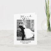 Elegant Black 2 Photo Hand Letters Simple Bedankkaart (Voorkant)