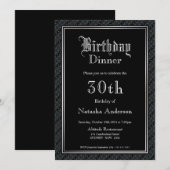 Elegant Black 30th Birthday Dinner Invitation Kaart (Voorkant / Achterkant)