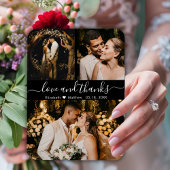 Elegant Black 3 Foto Weddenschap Bedankt Magnet Magneet