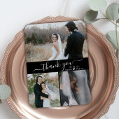 Elegant Black 3 Foto Weddenschap Bedankt Magnet Magneet