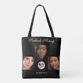 Elegant Black 3 Photo Square Makeup Business  Tote Bag (Achterkant)