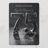 Elegant Black 3D Glitter Sparkle 75th Birthday Kaart (Voorkant)