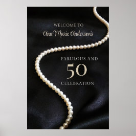 Elegant Black 50 and Fabulous Welcome Poster