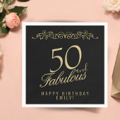 Elegant Black 50 en Fabulous 50th Birthday Servet