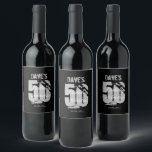 Elegant Black 50th Any Age Birthday Party Bottle Wijn Etiket<br><div class="desc">Zwart-gepersonaliseerd 50e op elke dag van de geboorte gevechtsfeestflesetiketten</div>