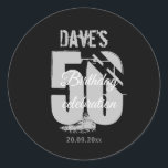 Elegant Black 50th Any Age Birthday Ronde Sticker<br><div class="desc">Elegant Black Specialized 50th Any Birthday Party classic round stickers</div>