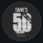 Elegant Black 50th Any Age Birthday Ronde Sticker<br><div class="desc">Elegant Black Specialized 50th Any Birthday Party classic round stickers</div>