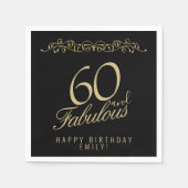 Elegant Black 60 en Fabulous 60th Birthday Servet (Voorkant)