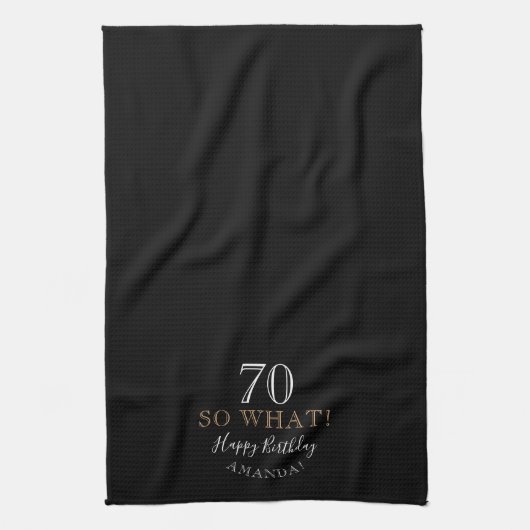 Elegant Black 70 dus wat grappig citaat 70th Birth Theedoek (Verticaal)