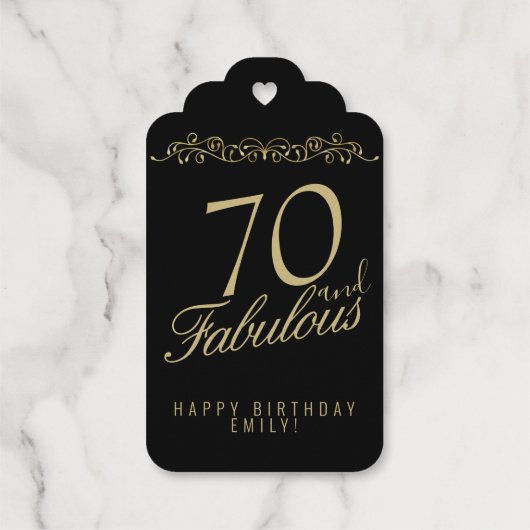 Elegant Black 70 en Fabulous 70th Birthday Cadeaulabels (Achterkant)
