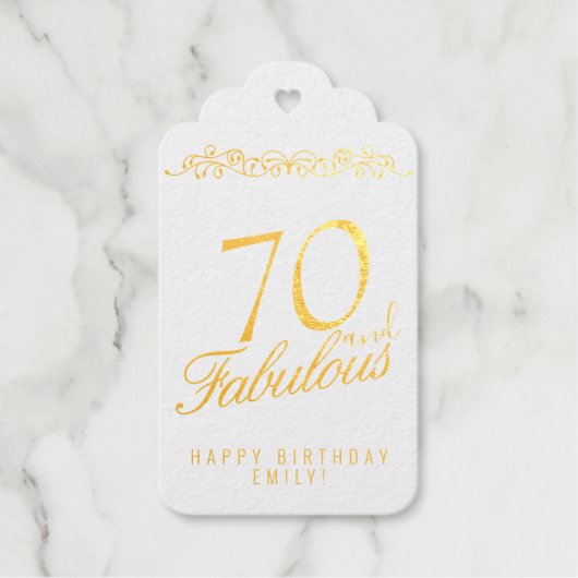 Elegant Black 70 en Fabulous 70th Birthday Cadeaulabels (Voorkant)