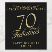 Elegant Black 70 en Fabulous 70th Birthday Wijn Etiket (Enkel label)