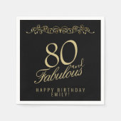Elegant Black 80 en Fabulous 80th Birthday Servet (Voorkant)