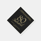 Elegant Black 80 en Fabulous 80th Birthday Servet (Hoek)