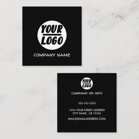 elegant Black, aangepast zakelijke Logo, professio Vierkante Visitekaartje (Voorkant / Achterkant)