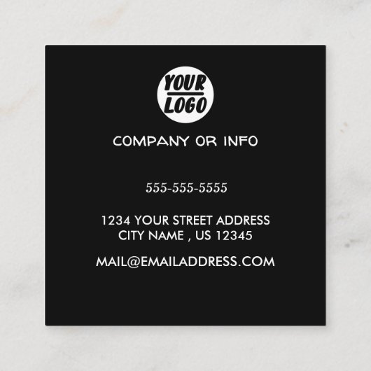 elegant Black, aangepast zakelijke Logo, professio Vierkante Visitekaartje (Achterkant)
