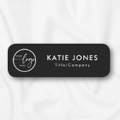 Elegant Black Aangepaste Logo Medewerker ID Naamplaatje