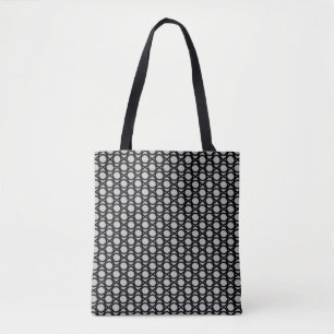 Elegant Black Abstract Circle Patroon op grijs Tote Bag