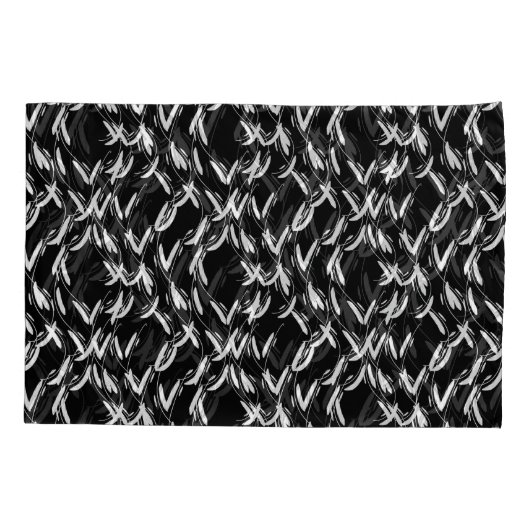 Elegant Black Abstract Floral Gold Monogramed Kussensloop (Achterkant)