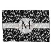 Elegant Black Abstract Floral Gold Monogramed Kussensloop (Voorkant)