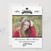 Elegant Black - Afstuderen Invitation Kaart (Voorkant)